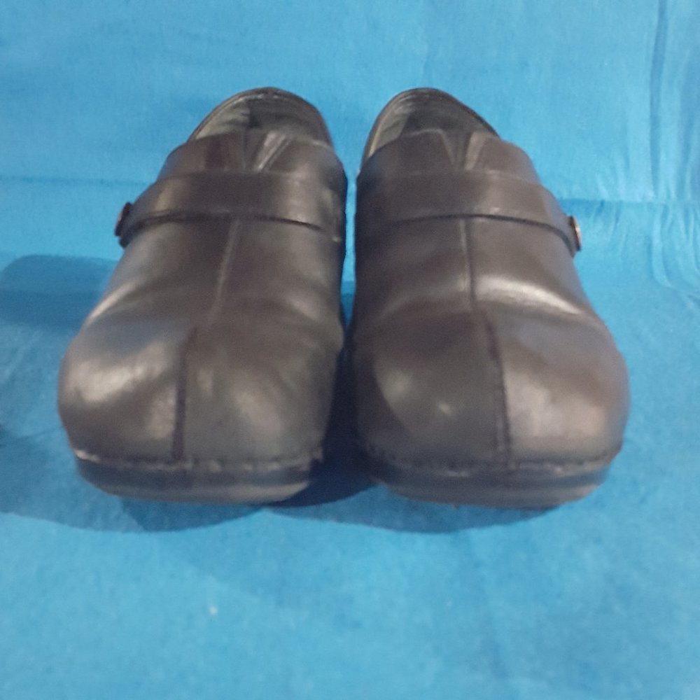 Dansko Solstice Black Button Strap Clogs - image 1